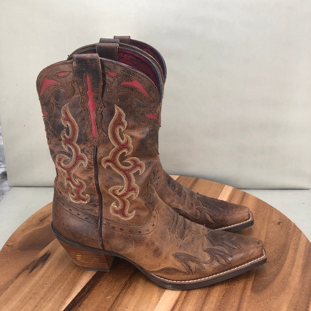 Ariat Wichita Womens Brown Leather Western Cowboy Boots Size 7.5 B Snip Toe